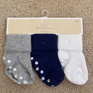 3 Pairs of Baby Socks w/ Grips (6-12 mos)